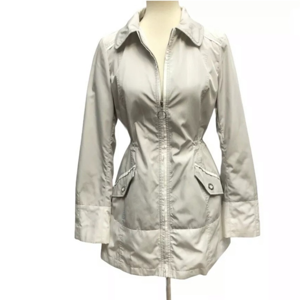 Anne Klein Zip Up Gray and White Jacket